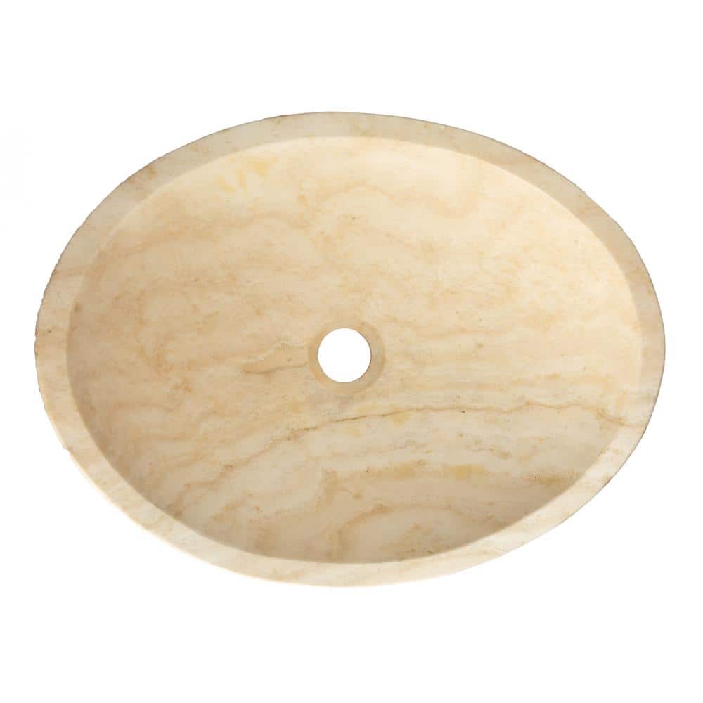 Beige Stone Canoe Shaped Bathroom Sink