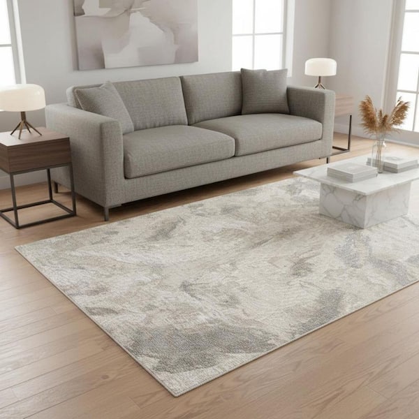 Cream 5 x 8 ft. Woven Abstract Rectangle Indoor Area Rug