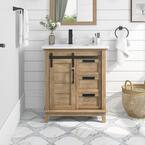 Edenderry 30 in. W x 22 in. D x 34 in. H Single Sink Bath Vanity in Almond Latte with White Engineered Marble Top