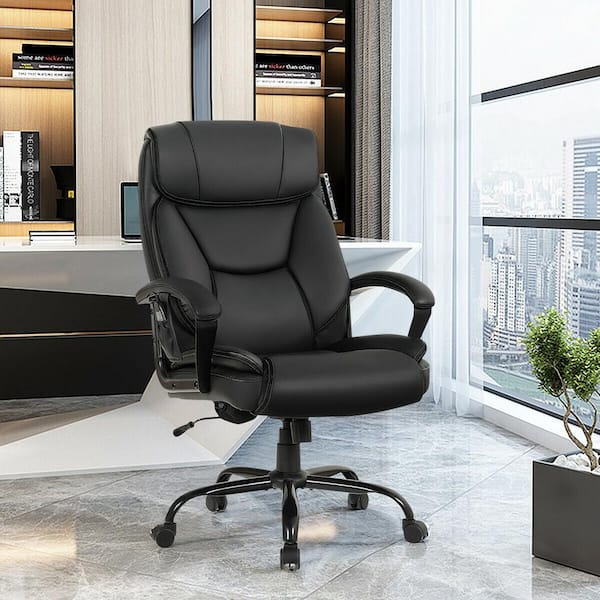  Paddie Ergonomic Executive Massage Office Chair, High-Back PU  Leather Desk Chair with Heated 6 Point Vibrating, Swivel Rocking Chair with  Padded Armrest and Adjustable Height (Black) : Office Products