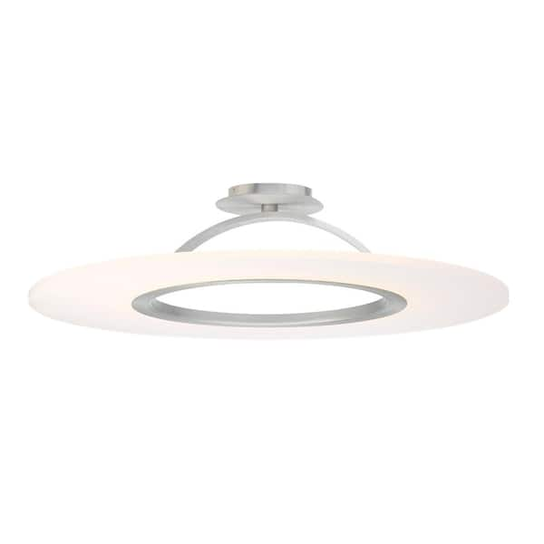 Elektron 20 in. 1-Light Brushed Aluminum LED Semi-Flush Mount