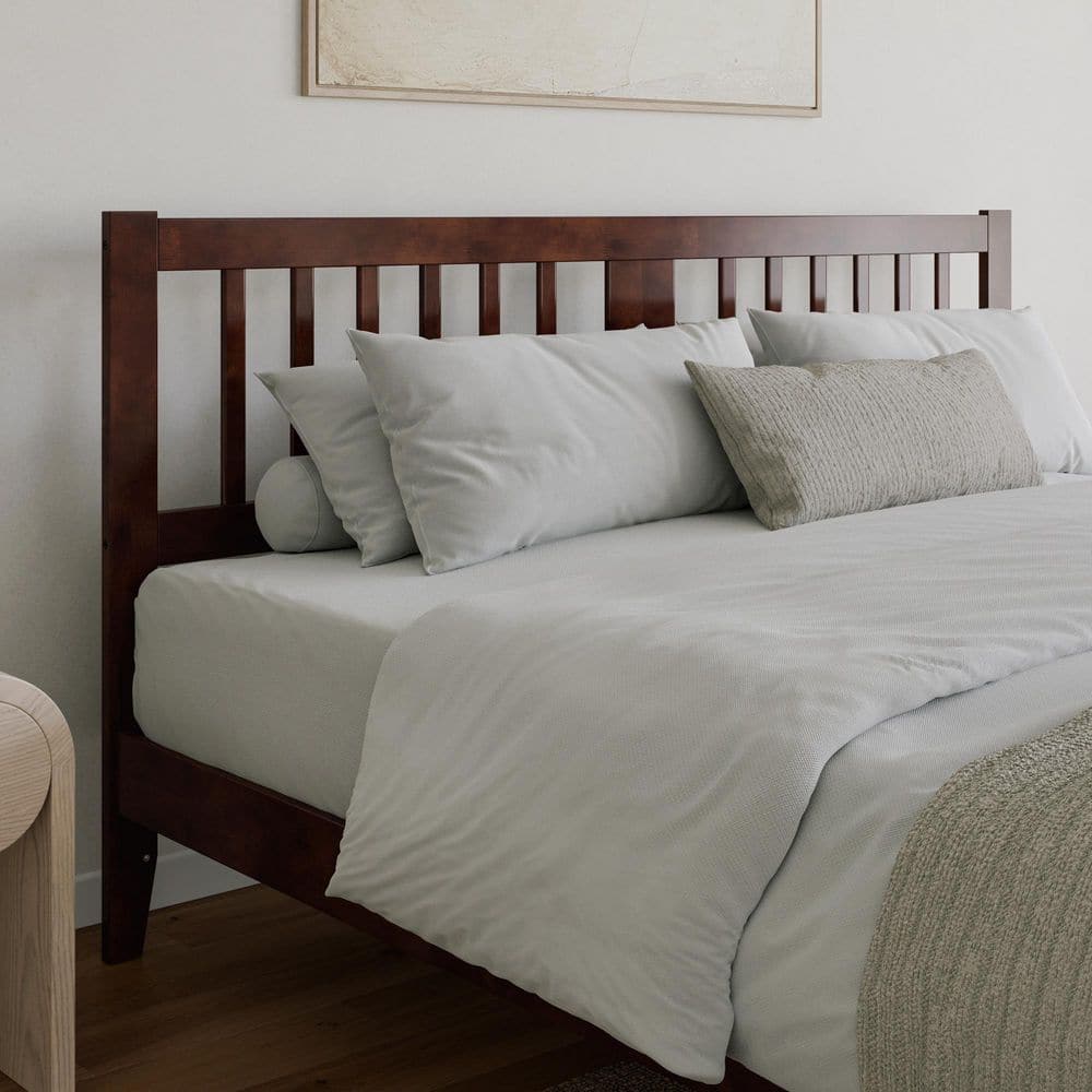 Finley Walnut Brown King Wood Slatted Headboard