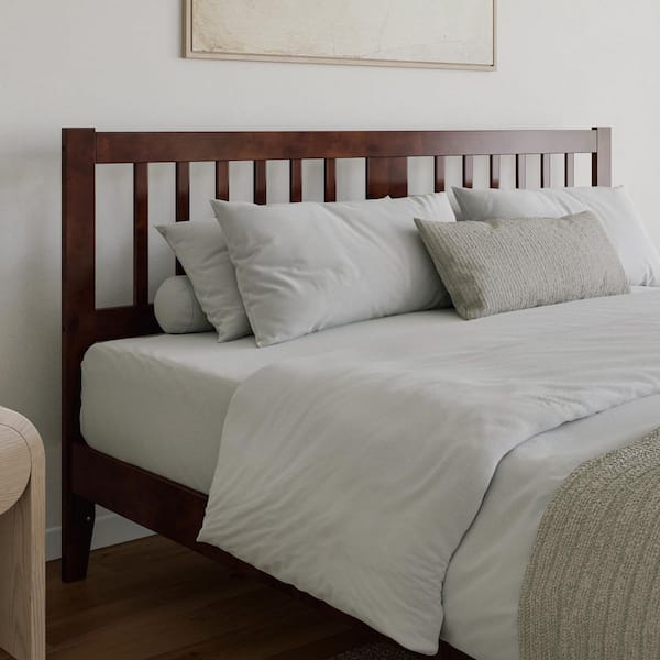 Finley Walnut Brown King Wood Slatted Headboard
