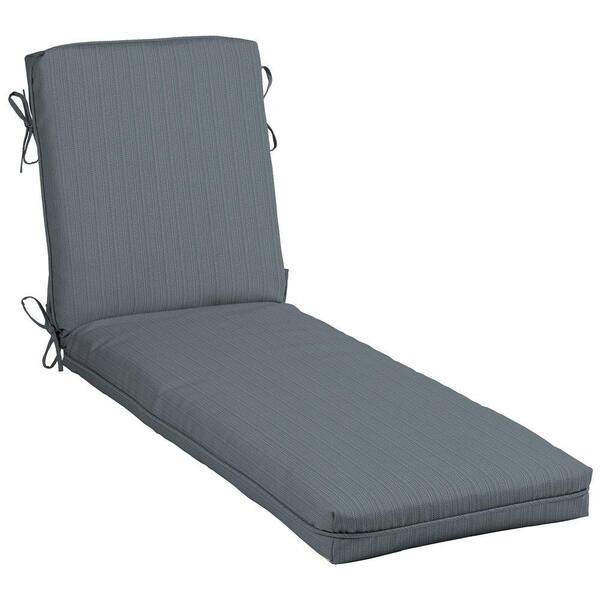 Hampton Bay Blue Texture Center Welt Outdoor Chaise Cushion
