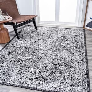 Black/Ivory 3 ft. x 5 ft. Modern Persian Boho Vintage Trellis Area Rug