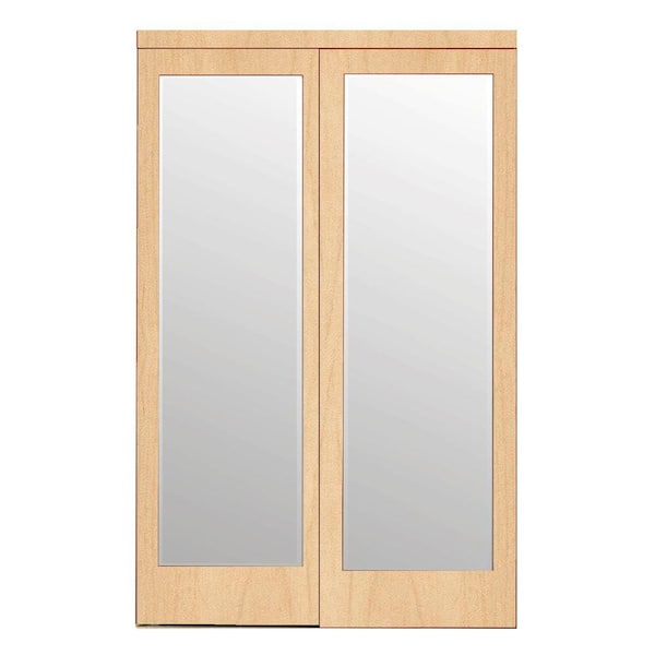 Impact Plus 48 in. x 80 in. Mir-Mel Mirror Stain Grade Maple Solid Core MDF Interior Closet Sliding Door with Matching Trim