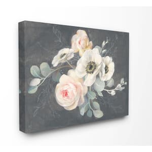 36 in. x 48 in. "Rose Anemones Flowers Chalk Pink Black" by Danhui Nai Canvas Wall Art