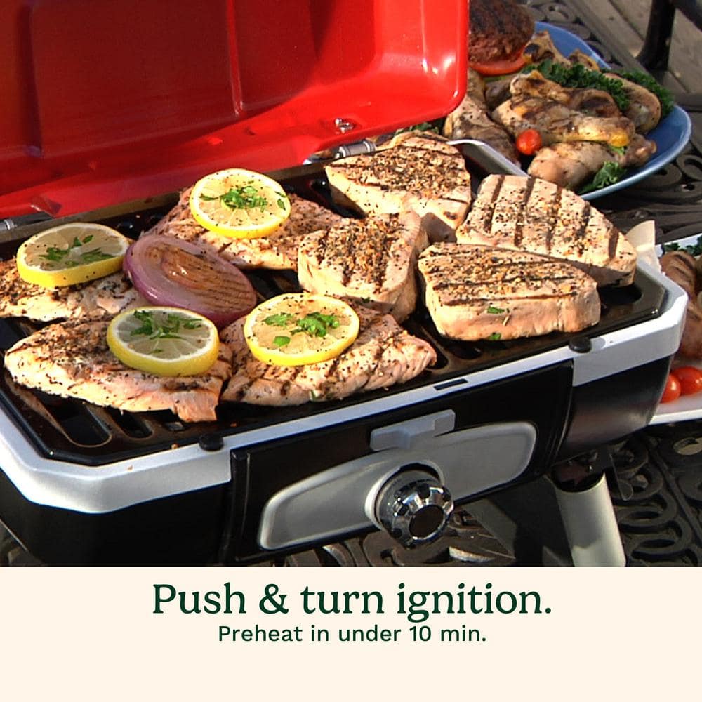 Cuisinart Red Portable Tabletop Propane Gas Grill with Folding Legs