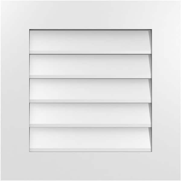 Ekena Millwork 22 in. x 22 in. Rectangular White PVC Paintable Gable Louver Vent Non-Functional