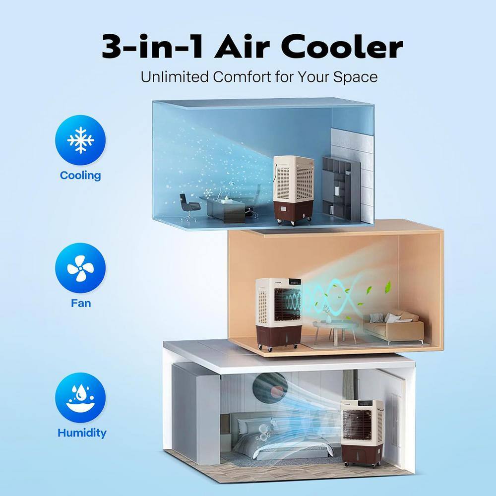 Compact White Portable Evaporative Cooler with Remote Control
