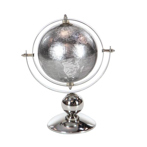 Litton Lane 10 in. x 8 in. Modern Decorative Globe in Silver