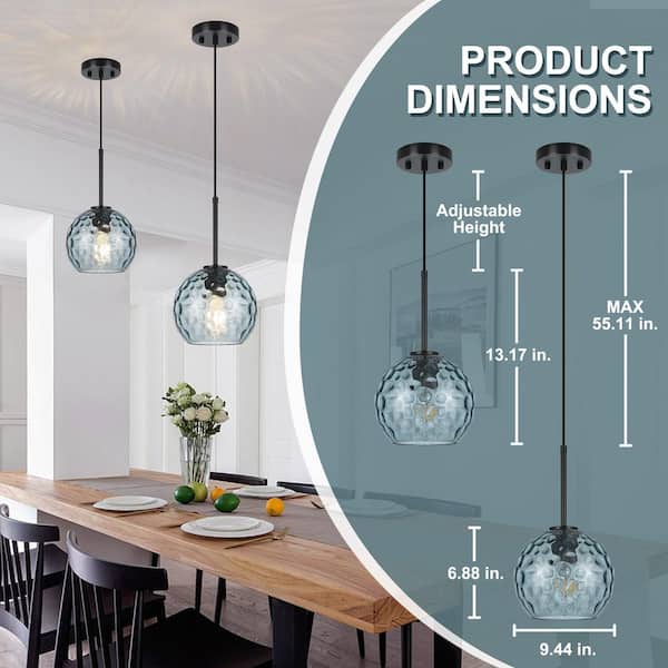 Merbotin RayHome 1-Light Modern Coastal Blue Adjustable Pendant