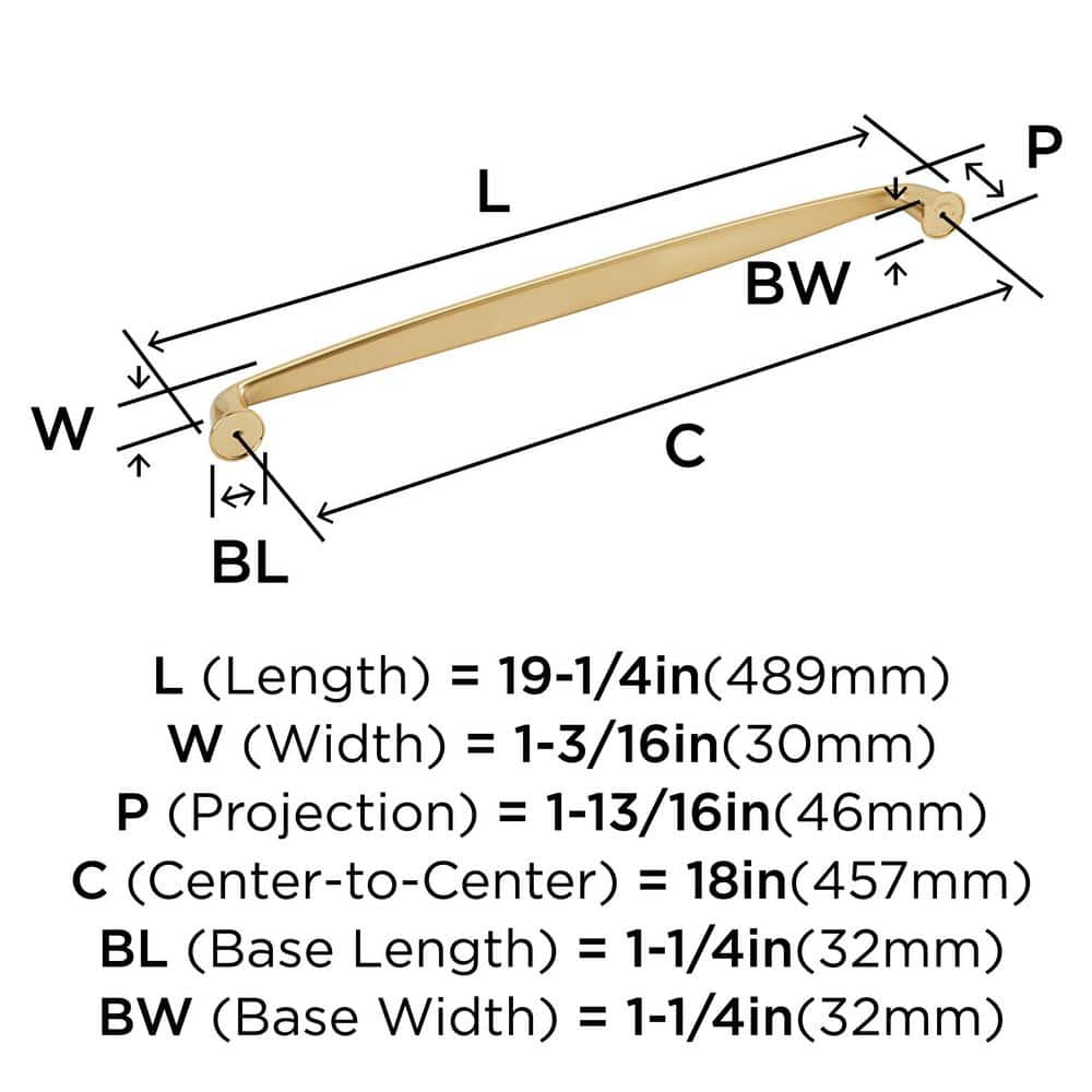 Champagne Bronze 18" Modern Appliance Pull with Mounting Hardware