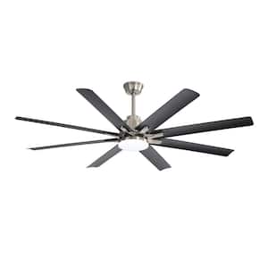 66 in. Smart Indoor Nickel Low Profile Modern Ceiling Fan with Dimmable LED Light, 8 ABS Blades, Reversible DC Motor