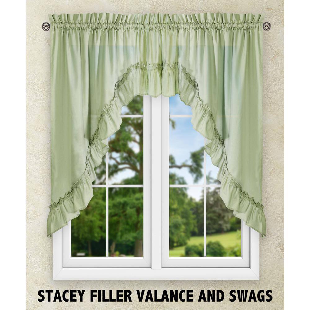 Sage Green Ruffled Swag Pair with Rod Pocket