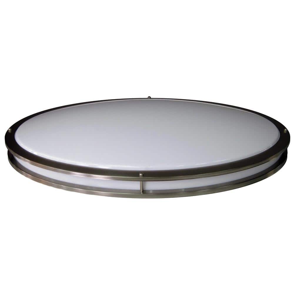 JR 32 in. 1-Light Nickel LED Flush Mount Light 3000K