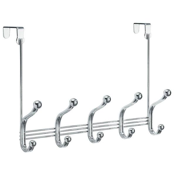 interDesign York Lyra Over-the-Door 5-Hook Rack in Chrome