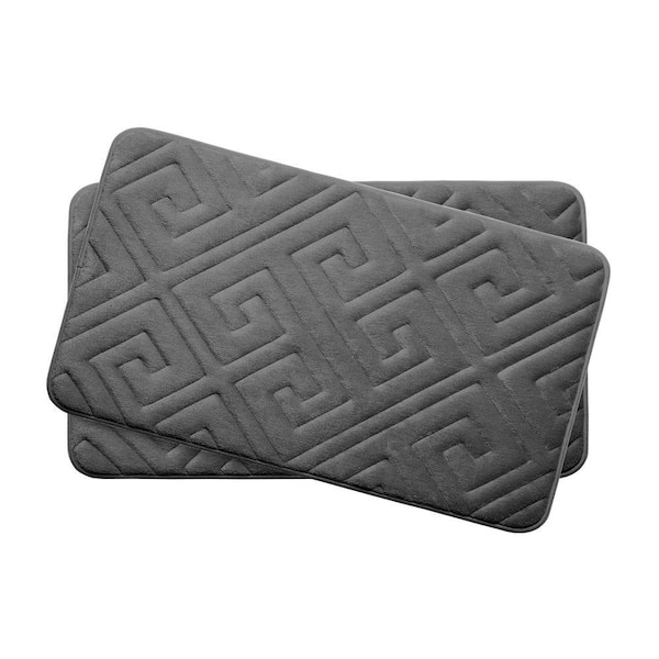 BounceComfort Caicos Dark Gray 17 in. x 24 in. Memory Foam 2-Piece Bath Mat Set