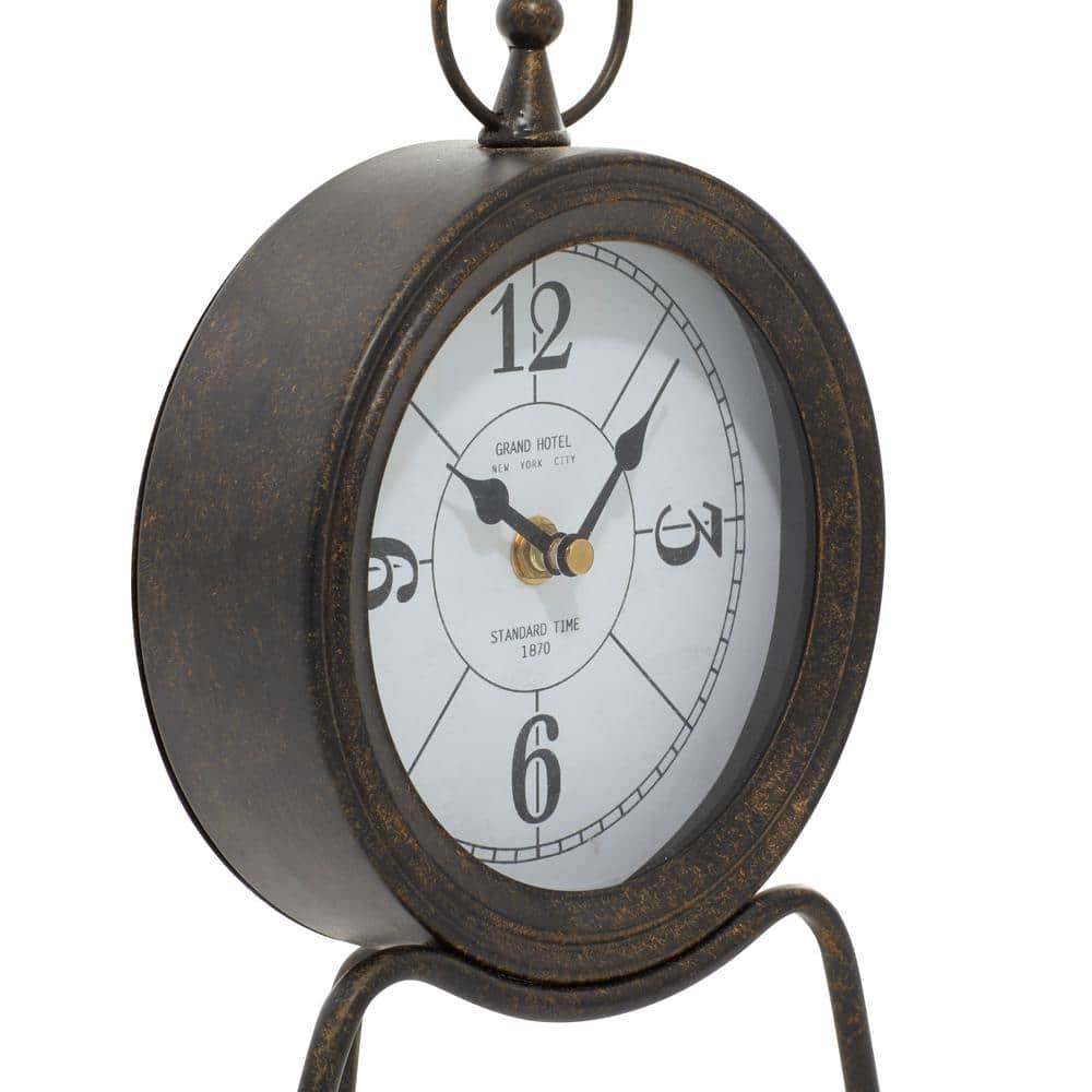 Brown Metal Standing Stopwatch Clock with White Face