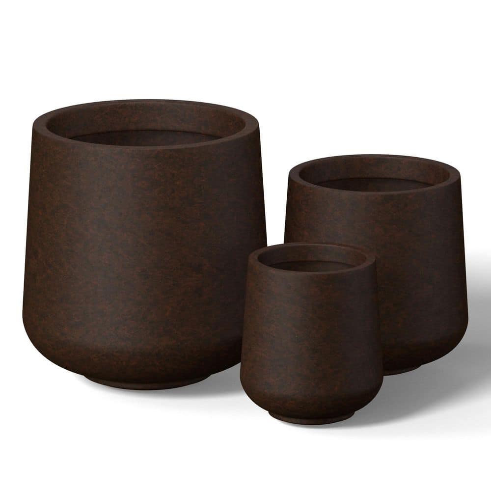 10 in. 13.5 in. 17 in. Earthy Brown (Enhanced Interior) Concrete Round Planter / Pot with Drainage Holes (Set of 3) price history on PriceWatchPro