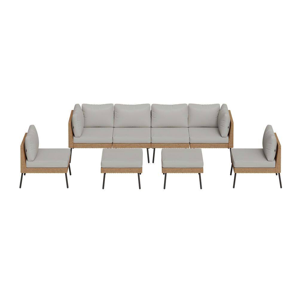 All Weather PE Rattan 7-Piece Modular Patio Sectional Set with Glass Top Coffee Table & Removable Light Gray Cushions price history on PriceWatchPro