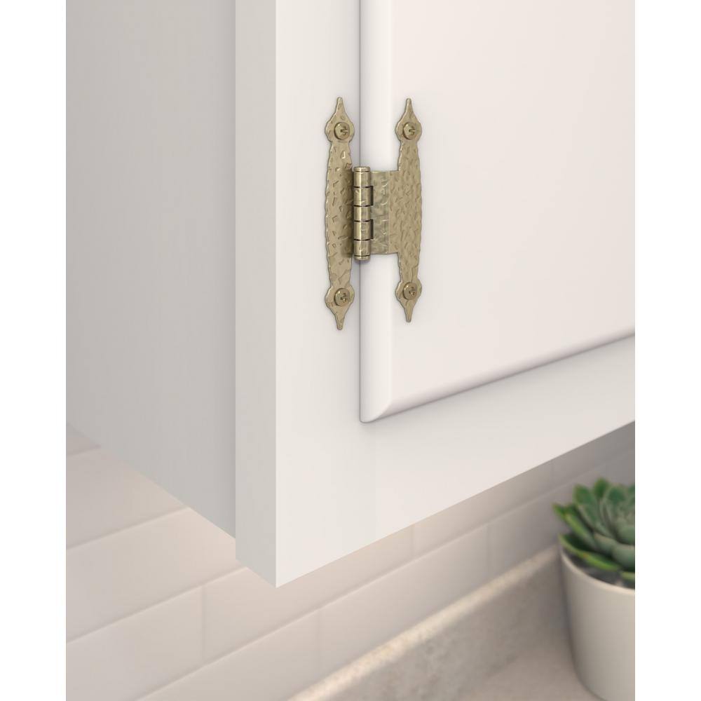 Golden Champagne Hammered Offset Cabinet Hinge, 3/8 inch