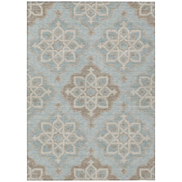 Chantille Machine Washable Indoor/Outdoor Abstract ACN3031 Spa 5 ft. x 7 ft. 6 in. Area Rug