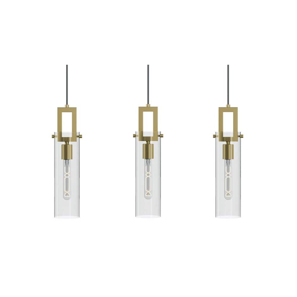 Houston 60-Watt 3-Light Pendant Light Light Antique Brass with Clear Glass Shade price history on PriceWatchPro