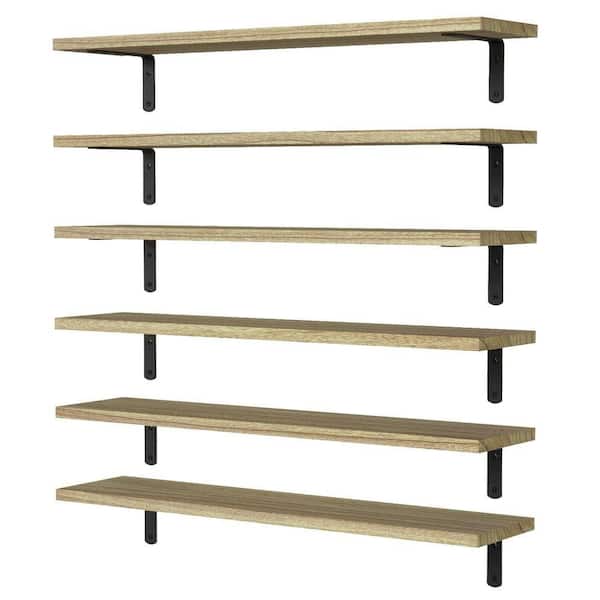 【SALE】wood iron shelf 690*600*225〈ブラウン〉 12 in. W x 6 in. D Brown Iron and Wood Floating Shelf with 2