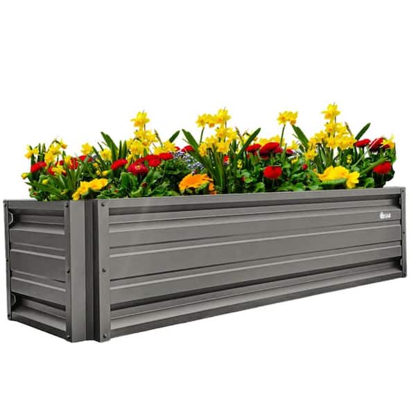 ALL METAL WORKS 24 inch by 72 inch Rectangle Burnished Slate Metal Planter Box