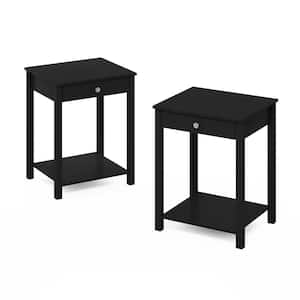 Montale 17.7 in. Americano Rectangle Wood Side Table with Drawer, Set of 2