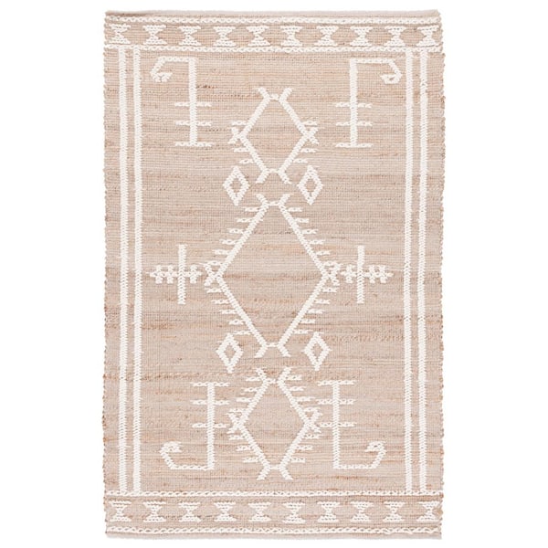SAFAVIEH Natural Fiber Beige/Ivory 5 ft. x 8 ft. Geometric Woven Area Rug