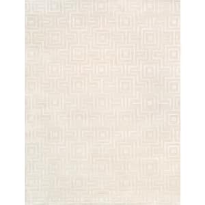 Edgy Ivory 10 ft. x 14 ft. Geometric Bamboo Silk and Wool Area Rug