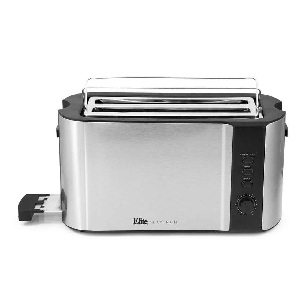 Stainless Steel 4-Slice Long Slot Toaster with Wide Slots