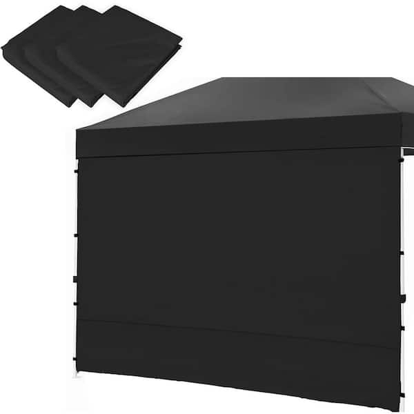 ITOPFOX 10 ft. x 10 ft. Black Pop Up Canopy Sidewall Outdoor Gazebo Sunwall Canopies 2pcs with Windows 1pc with Zip (3-Pieces)