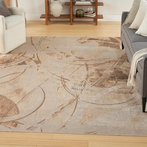 Astra Machine Washable Beige 7 ft. x 9 ft. Abstract Contemporary Area Rug