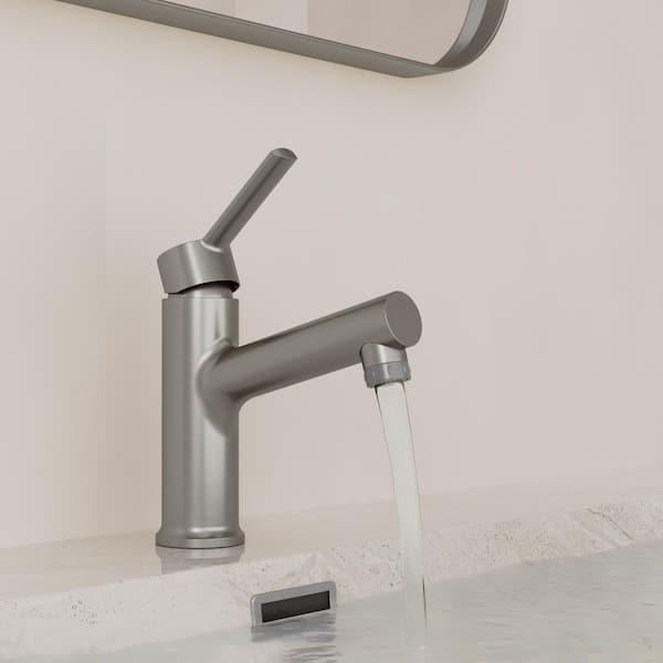 1-Handle Pull Down Single Hole Bathroom Sink Faucet with Pop-Up Drain and 2-Function in Brushed Nickel