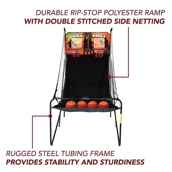 SereneLife Dual Hoop Basketball Shootout Indoor Home Arcade Room Game with  Electronic LED Digital Double Basket Ball Shot Scoreboard & Play Timer