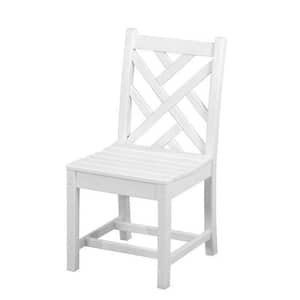 Chippendale White All-Weather Plastic Outdoor Dining Side Chair