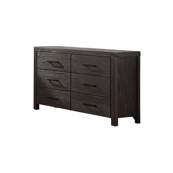 Benjara 17 in. Brown 6-Drawer Wooden Dresser Without Mirror