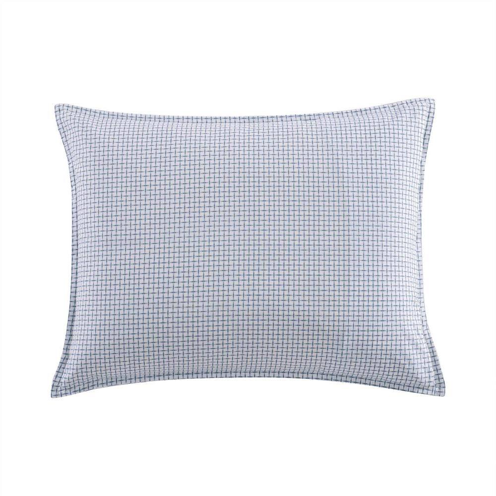 Twin Blue and White Cotton Reversible Duvet Cover Set
