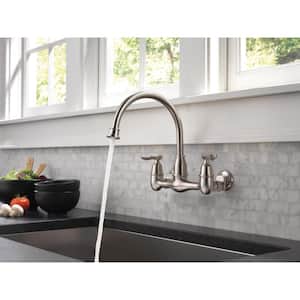 Corin 2-Handle Wall-Mount Kitchen Faucet in Stainless
