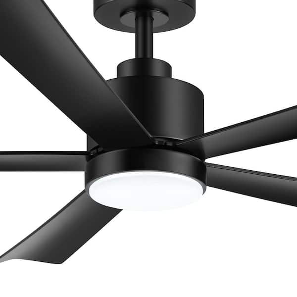 Flashwind Ezekiel 52 in. Indoor Black Modern Ceiling Fan with Color-Changing LED with Remote and Propeller Blades Included