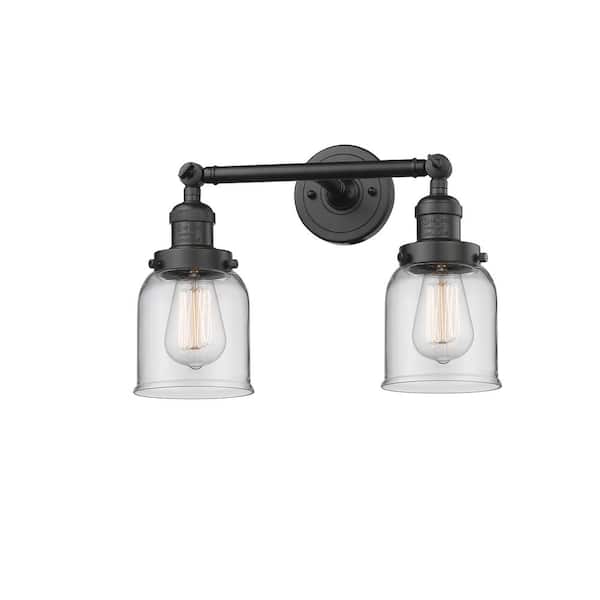 Innovations Bell 16 in. 2-Light Oil Rubbed Bronze Vanity Light with Clear Glass Shade