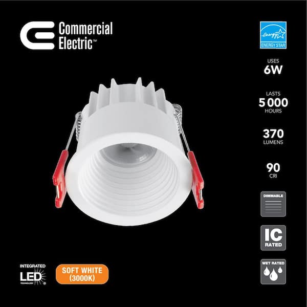 Slim Baffle Integrated LED 2 in Round Canless Recessed Light for Kitchen Bathroom Livingroom, White Soft White