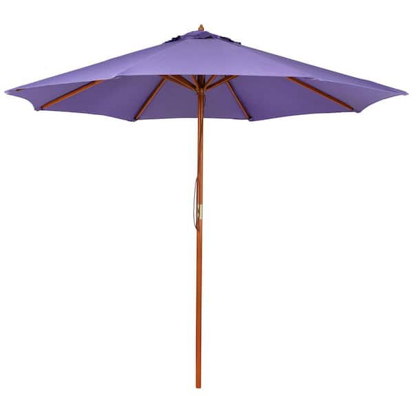 8.5 ft. Outdoor Market Patio Umbrella with Wooden Pole-102 in. Purple