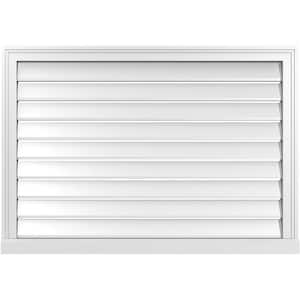 40 in. x 28 in. Vertical Surface Mount PVC Gable Vent: Functional with Brickmould Sill Frame