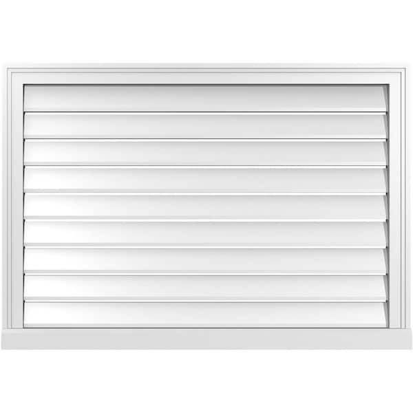 Ekena Millwork 40 in. x 28 in. Vertical Surface Mount PVC Gable Vent: Functional with Brickmould Sill Frame