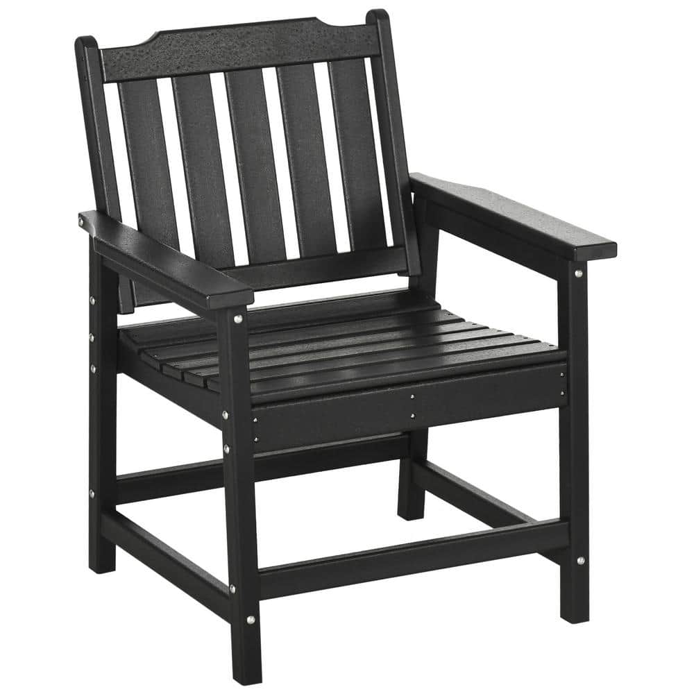 Outsunny Black Plastic Outdoor Dining Chair (Set of 1) 84G129V00BK The Home Depot