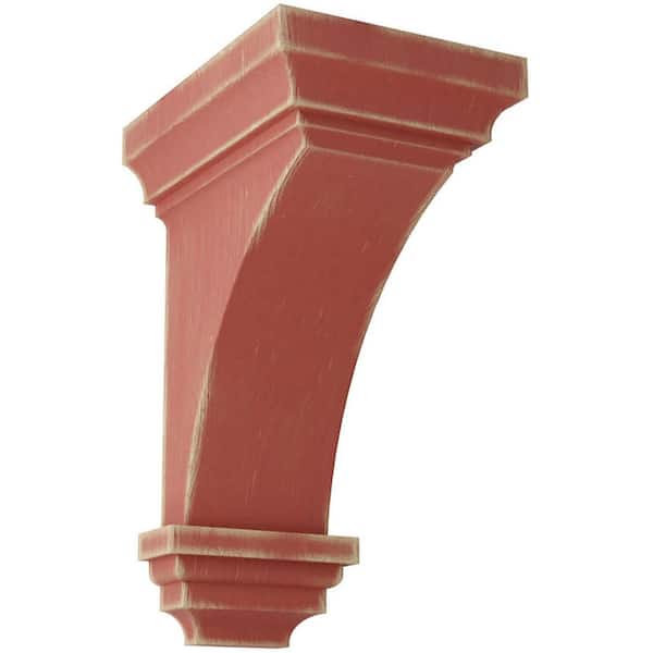 Ekena Millwork 5 in. x 10 in. x 5-3/4 in. Salvage Red Medium Jefferson Wood Vintage Decor Corbel